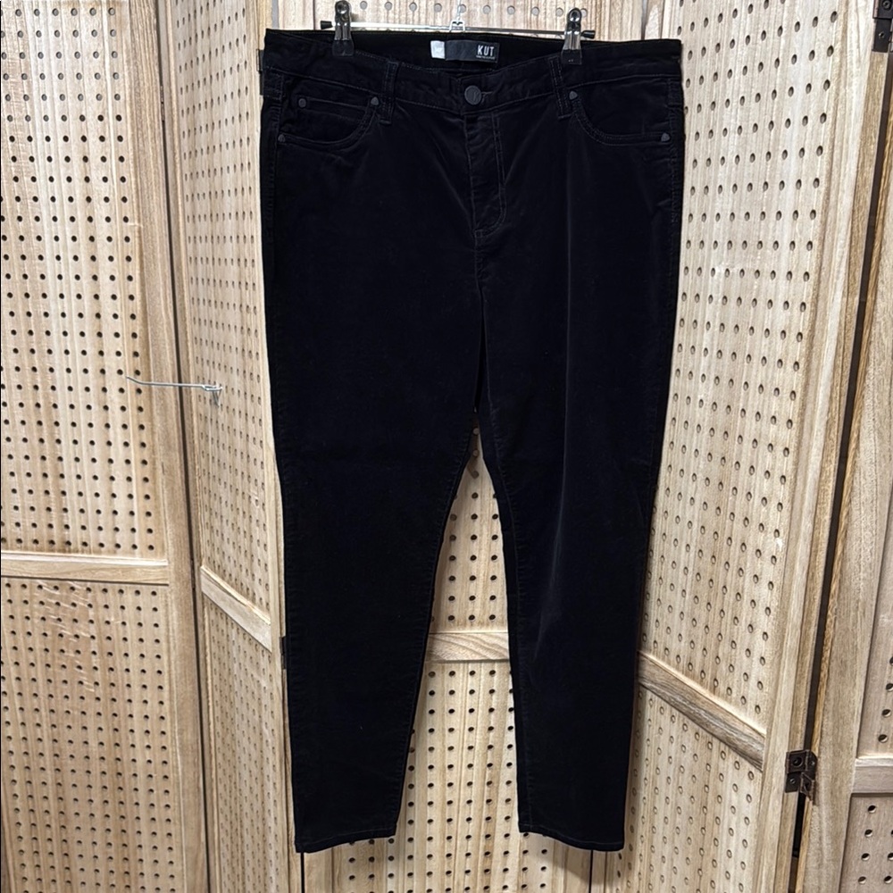 KUT from the Kloth Black Corduroy Skinny Pants Womens 14P Petite Five Pocket